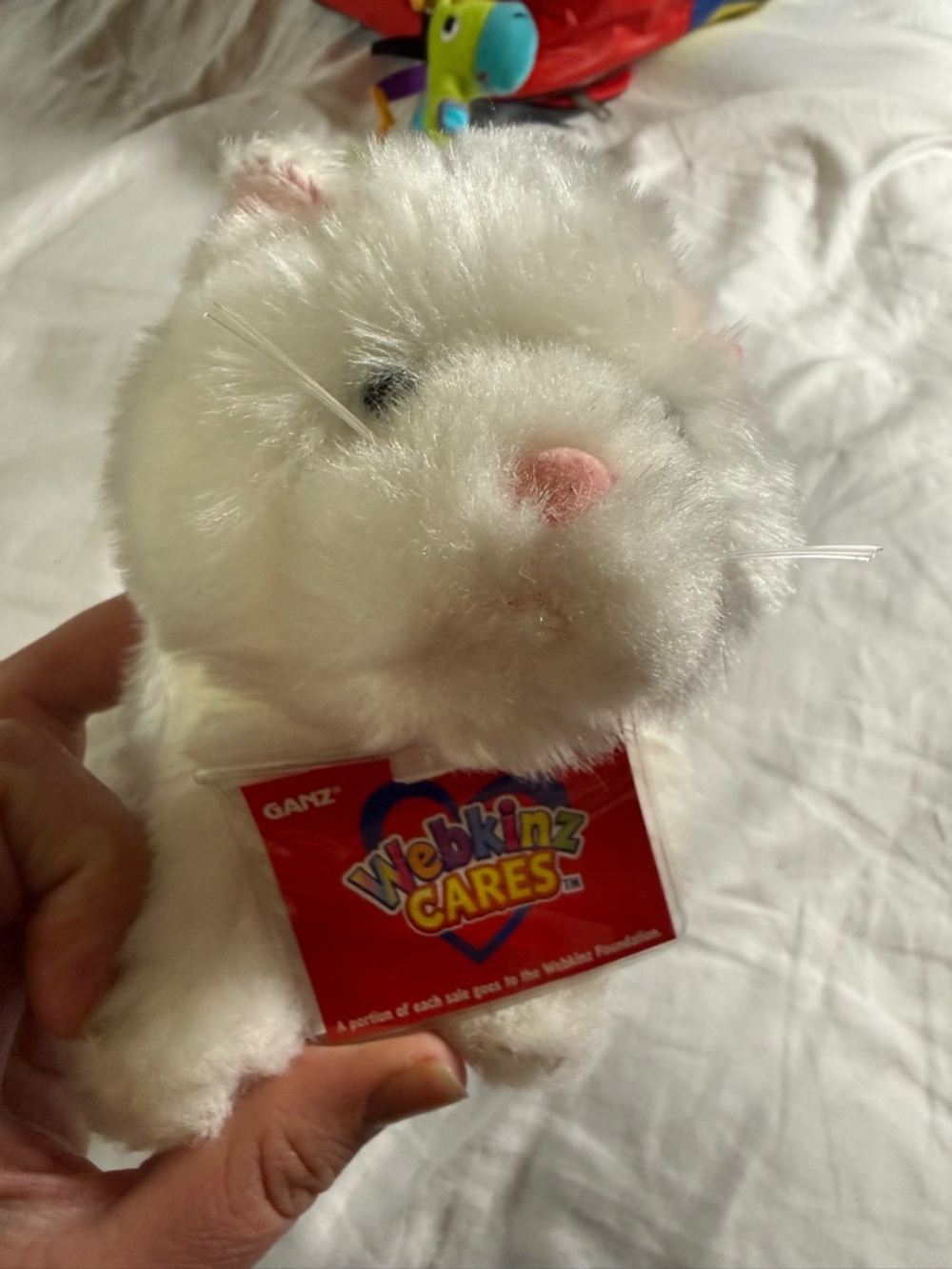 GANZ White Plush cat with Pink Nose